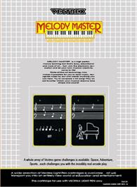 Box back cover for Melody Master: Music Composition and Entertainment on the GCE Vectrex.