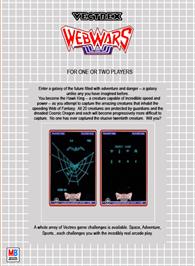 Box back cover for Web Wars on the GCE Vectrex.