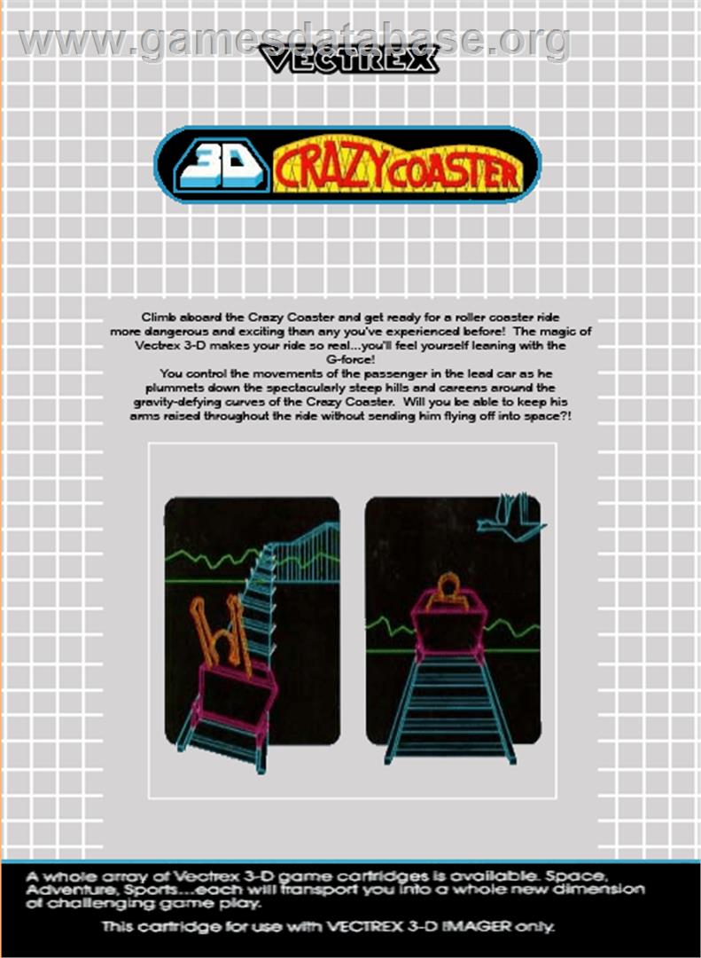 3D Crazy Coaster - GCE Vectrex - Artwork - Box Back