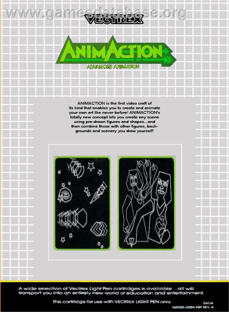 AnimAction: Advanced Animation - GCE Vectrex - Artwork - Box Back