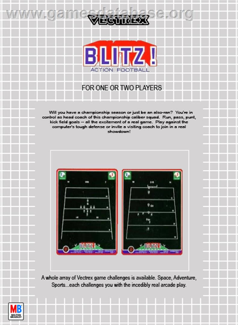 Blitz! Action Football - GCE Vectrex - Artwork - Box Back