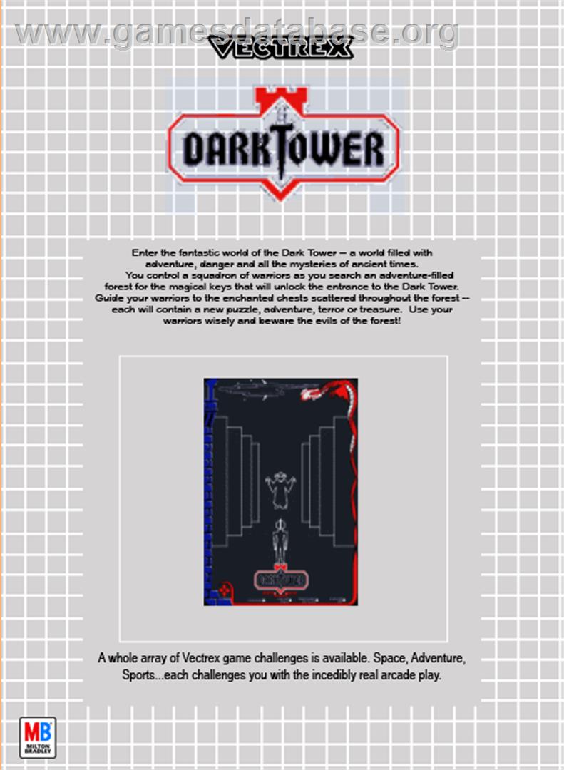 Dark Tower (Prototype) - GCE Vectrex - Artwork - Box Back