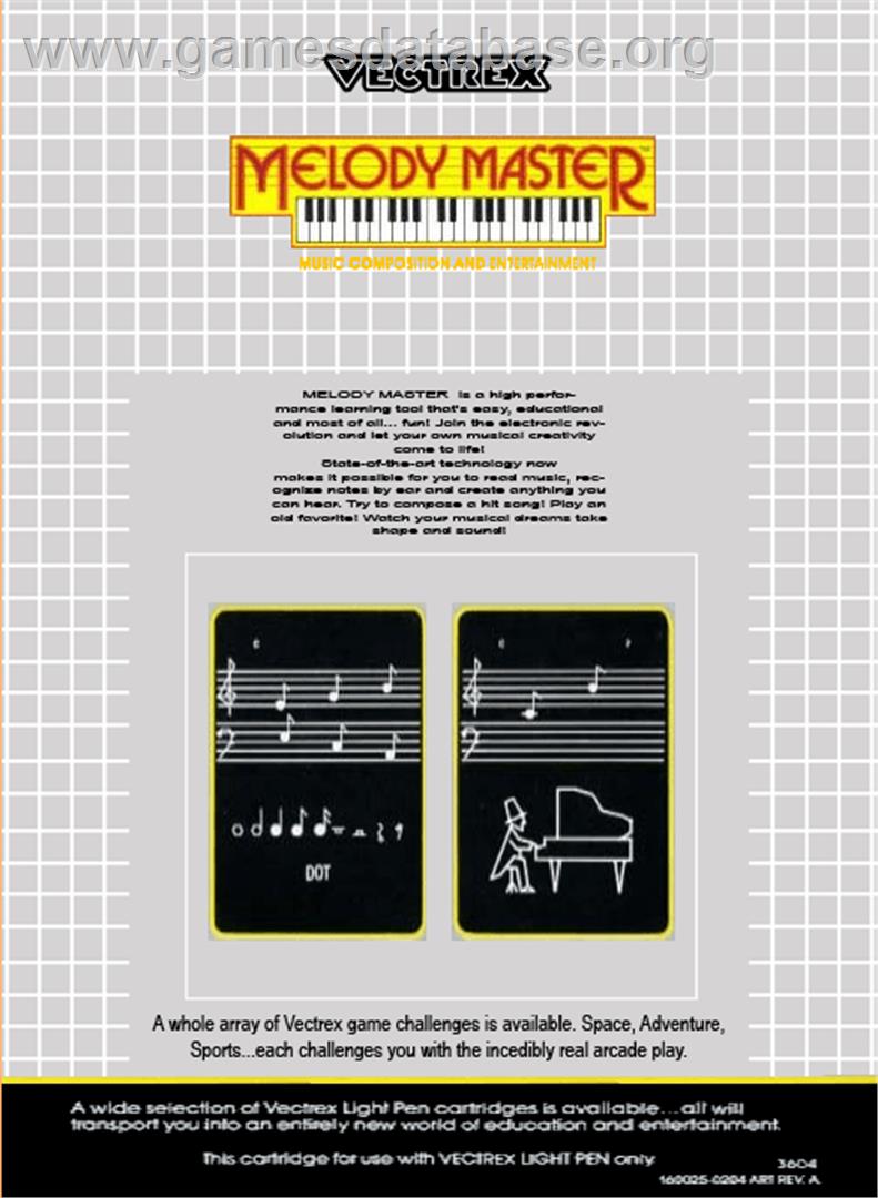 Melody Master: Music Composition and Entertainment - GCE Vectrex - Artwork - Box Back
