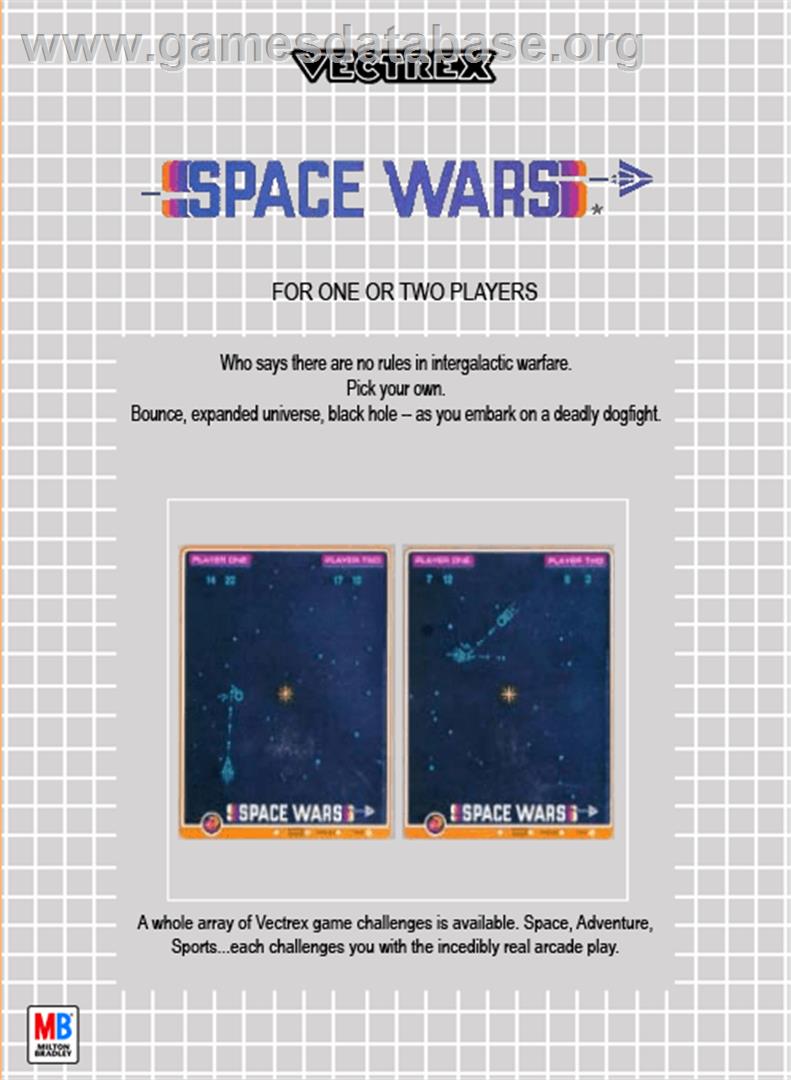 Space Wars - GCE Vectrex - Artwork - Box Back