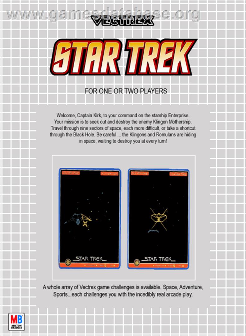 Star Trek: The Motion Picture (Patched) - GCE Vectrex - Artwork - Box Back