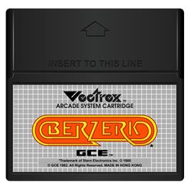 Cartridge artwork for Berzerk on the GCE Vectrex.