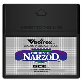 Cartridge artwork for Fortress of Narzod on the GCE Vectrex.