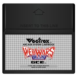 Cartridge artwork for Web Wars on the GCE Vectrex.