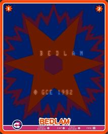 Title screen of Bedlam on the GCE Vectrex.