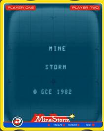 Title screen of Mine Storm II on the GCE Vectrex.