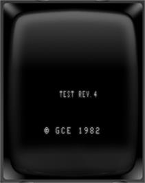 Title screen of Test Cartridge (Revision 4) on the GCE Vectrex.