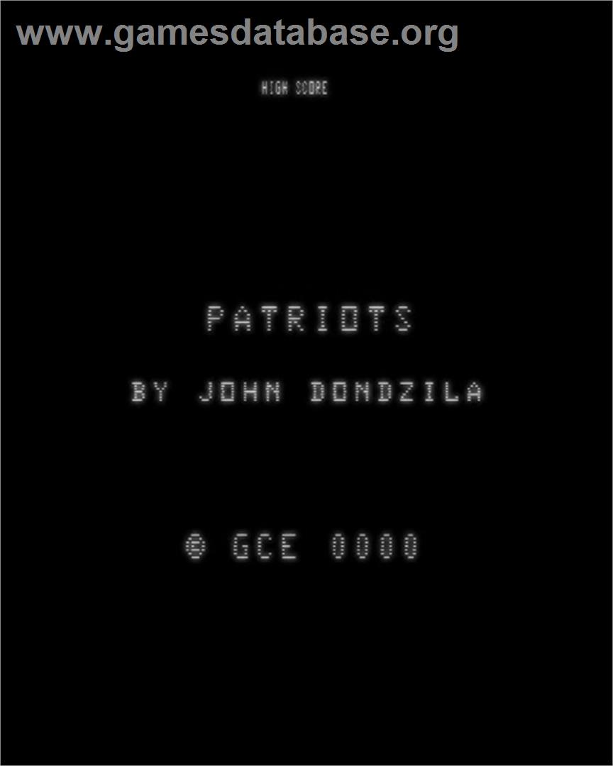 Patriots - GCE Vectrex - Artwork - Title Screen
