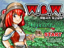 Title screen of W.B.W. - Wanna Be Wizard! on the Gamepark GP32.