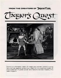 Advert for Thayer's Quest on the Laserdisc.