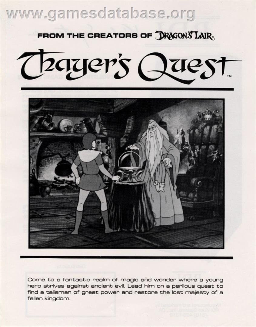 Thayer's Quest - Laserdisc - Artwork - Advert
