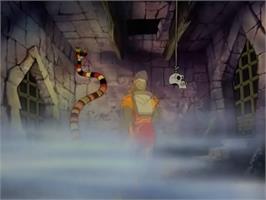In game image of Dragon's Lair on the Laserdisc.