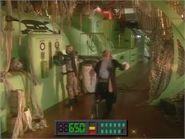 In game image of Space Pirates on the Laserdisc.