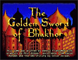 Title screen of Golden Sword of Bhakhor on the MGT Sam Coupe.
