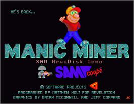Title screen of Manic Miner on the MGT Sam Coupe.