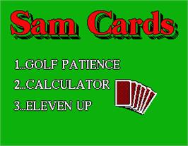Title screen of Sam Cards on the MGT Sam Coupe.