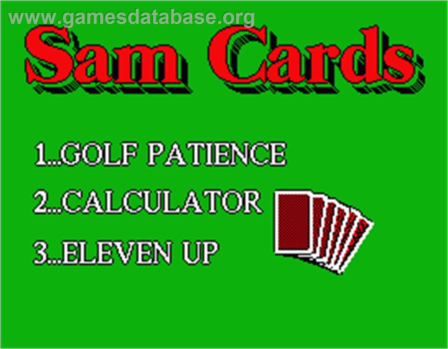 Sam Cards - MGT Sam Coupe - Artwork - Title Screen