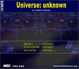 Box cover for Universe: Unknown on the MSX.