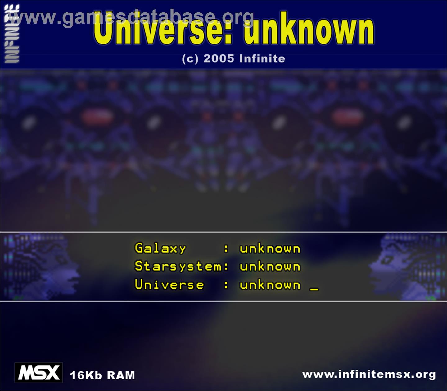 Universe: Unknown - MSX - Artwork - Box