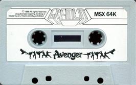 Cartridge artwork for Avenger on the MSX.