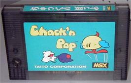 Cartridge artwork for Chack'n Pop on the MSX.