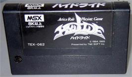 Cartridge artwork for Hydlide on the MSX.