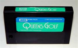 Cartridge artwork for Queen's Golf on the MSX.