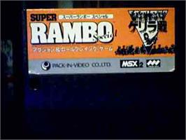 Cartridge artwork for Super Rambo Special on the MSX.