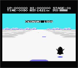 In game image of Antarctic Adventure on the MSX.