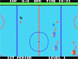 In game image of Champion Ice Hockey on the MSX.