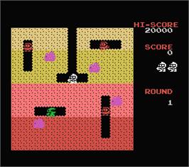 In game image of Dig Dug on the MSX.