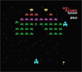 In game image of Galaxian on the MSX.
