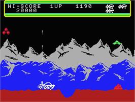 In game image of Moon Patrol on the MSX.