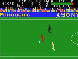 In game image of Super Soccer on the MSX.