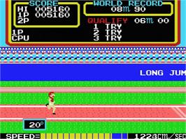 In game image of Track & Field on the MSX.