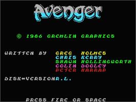 Title screen of Avenger on the MSX.