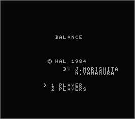 Title screen of Balance on the MSX.