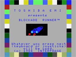 Title screen of Blockade Runner on the MSX.