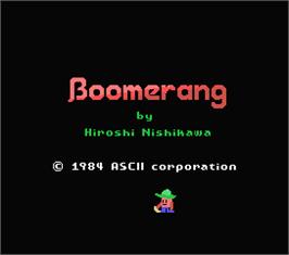 Title screen of Boomerang on the MSX.