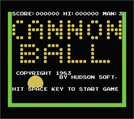 Title screen of Cannon Ball on the MSX.