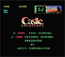 Title screen of Castle Excellent on the MSX.