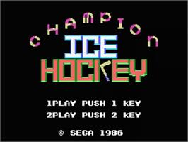 Title screen of Champion Ice Hockey on the MSX.