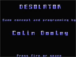 Title screen of Desolator on the MSX.