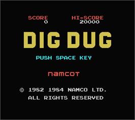Title screen of Dig Dug on the MSX.