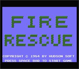 Title screen of Fire Rescue on the MSX.