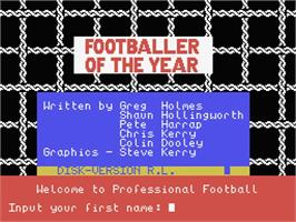 Title screen of Footballer of the Year on the MSX.